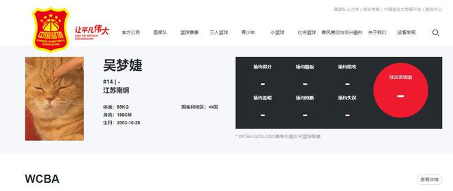 搞错？WCBA球员官网头像变成一只猫-梵星网