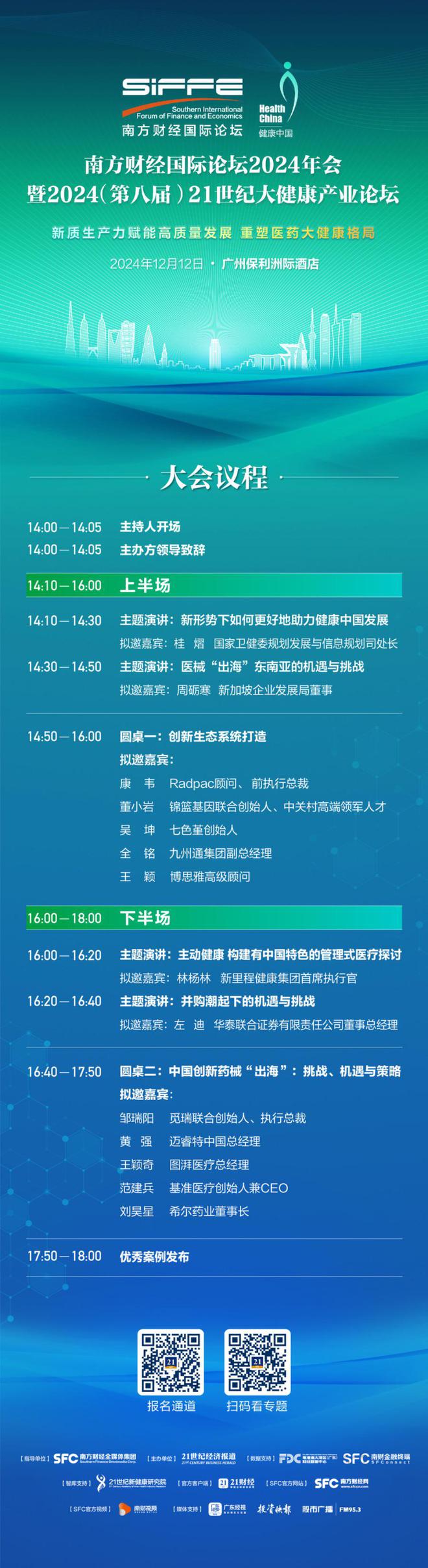 嘉宾议程抢先看，第八届21世纪大健康产业论坛将于12月12日举行